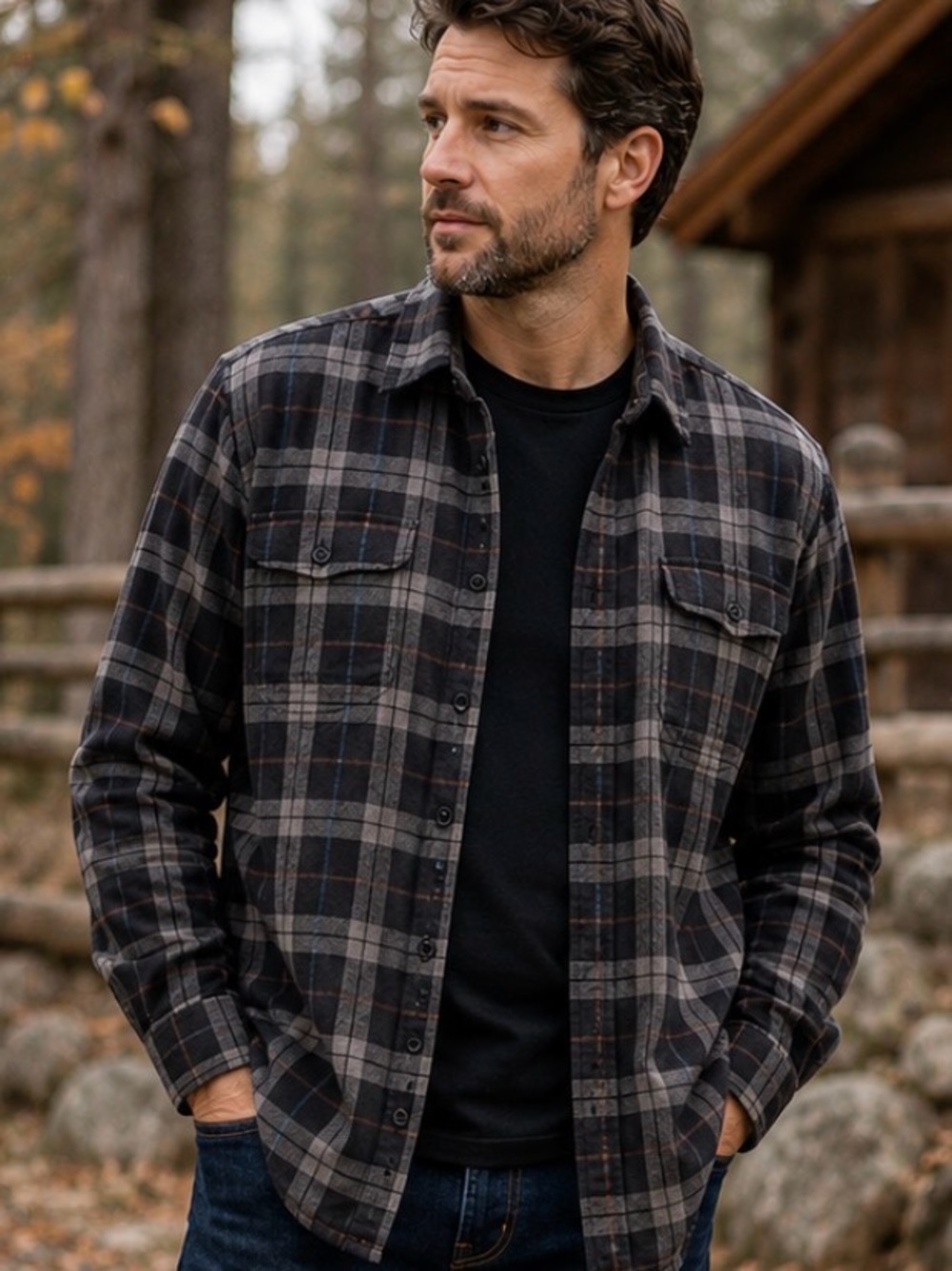 Hathaway Casual Men’s XL Fleece Lined Plaid Flannel Shirt Jacket Shacket